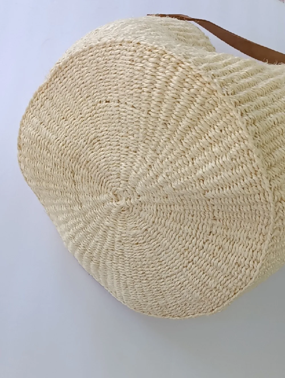 Handwoven Sisal Kenyan Kiondo Market Basket Bag Leather Handles